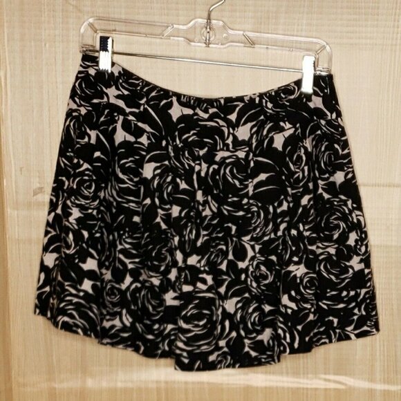 Twentyone Womens Black Floral Linen Blend A Line Short Skirt Large - Picture 2 of 6